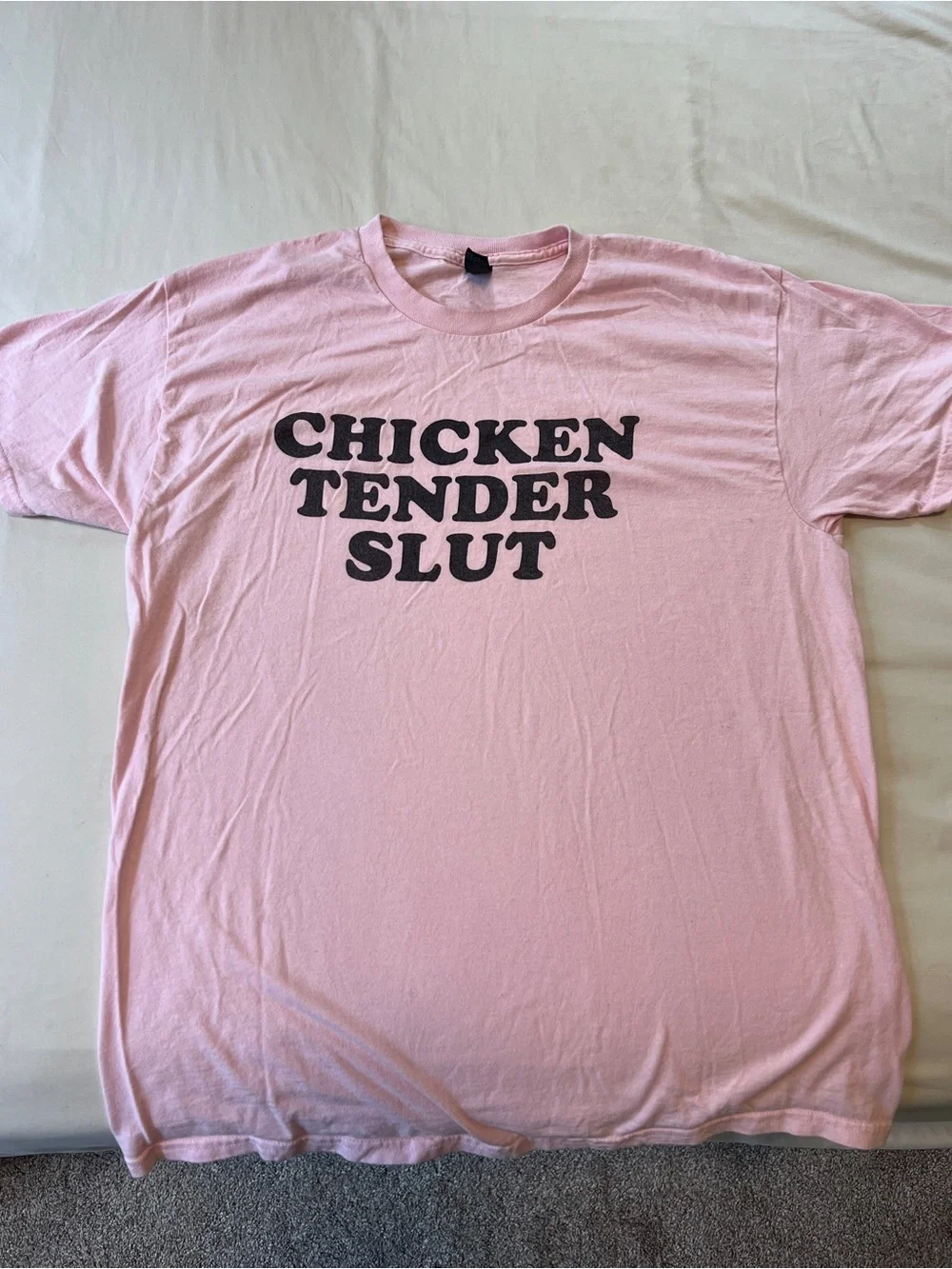 Gildan Pink Short Sleeve Tee with Black funny Graphic Text